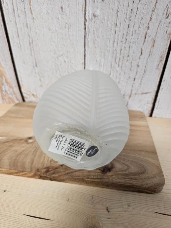 Flaschenvase mit Blattstruktur, Glas, milchig, 22cm, Ø14cm