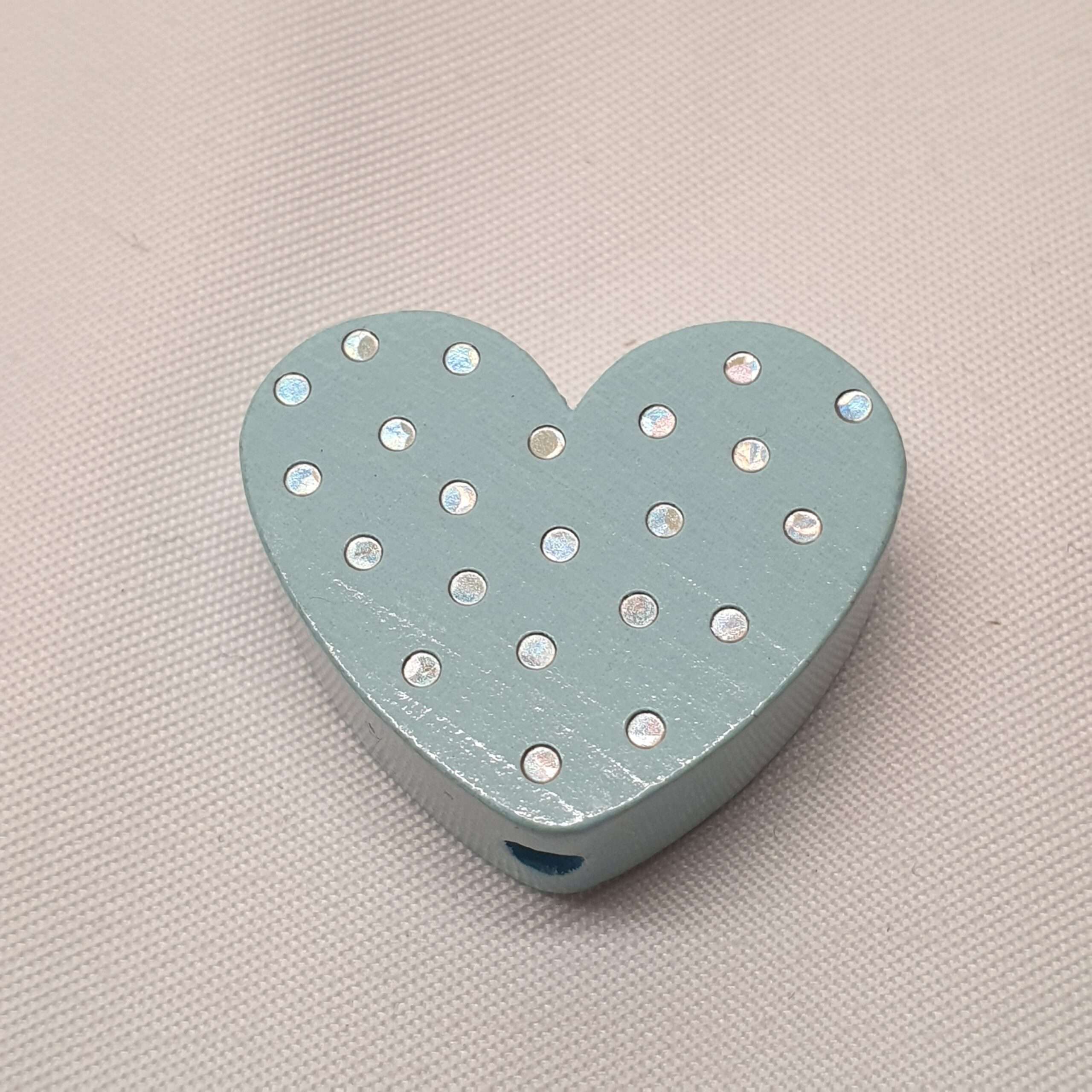 Motivperle Perle Motiv blau hellblau Herz Herzchen Herz´l Punkte Pünktchen silberfarbener Glitter MP240