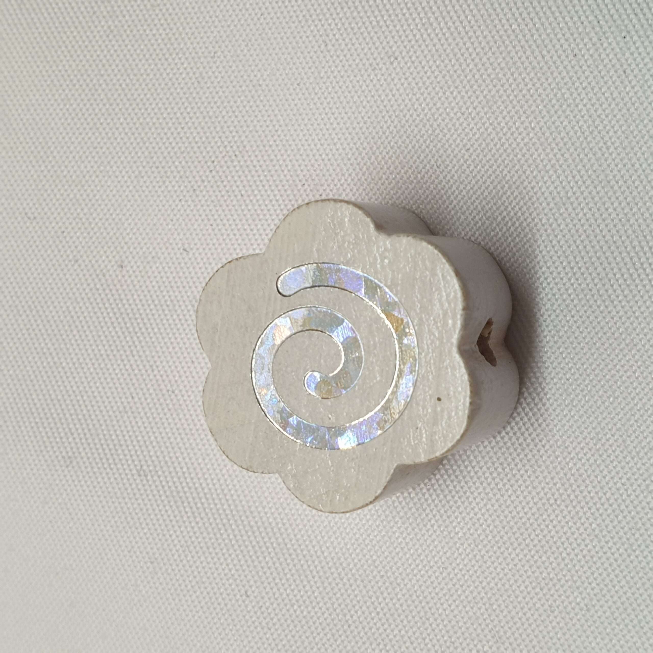 Motivperle Perle Motiv Blume Blüte Blümchen weiß silberfarbener Glitter MP249