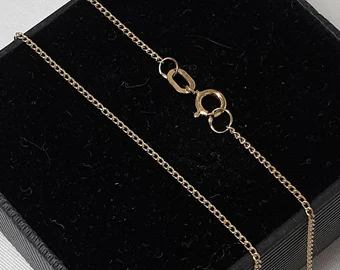 38 cm / 1 mm Halskette Kette Panzerkette Panzerkettchen Gold 333 Vintage Eleganz GK104